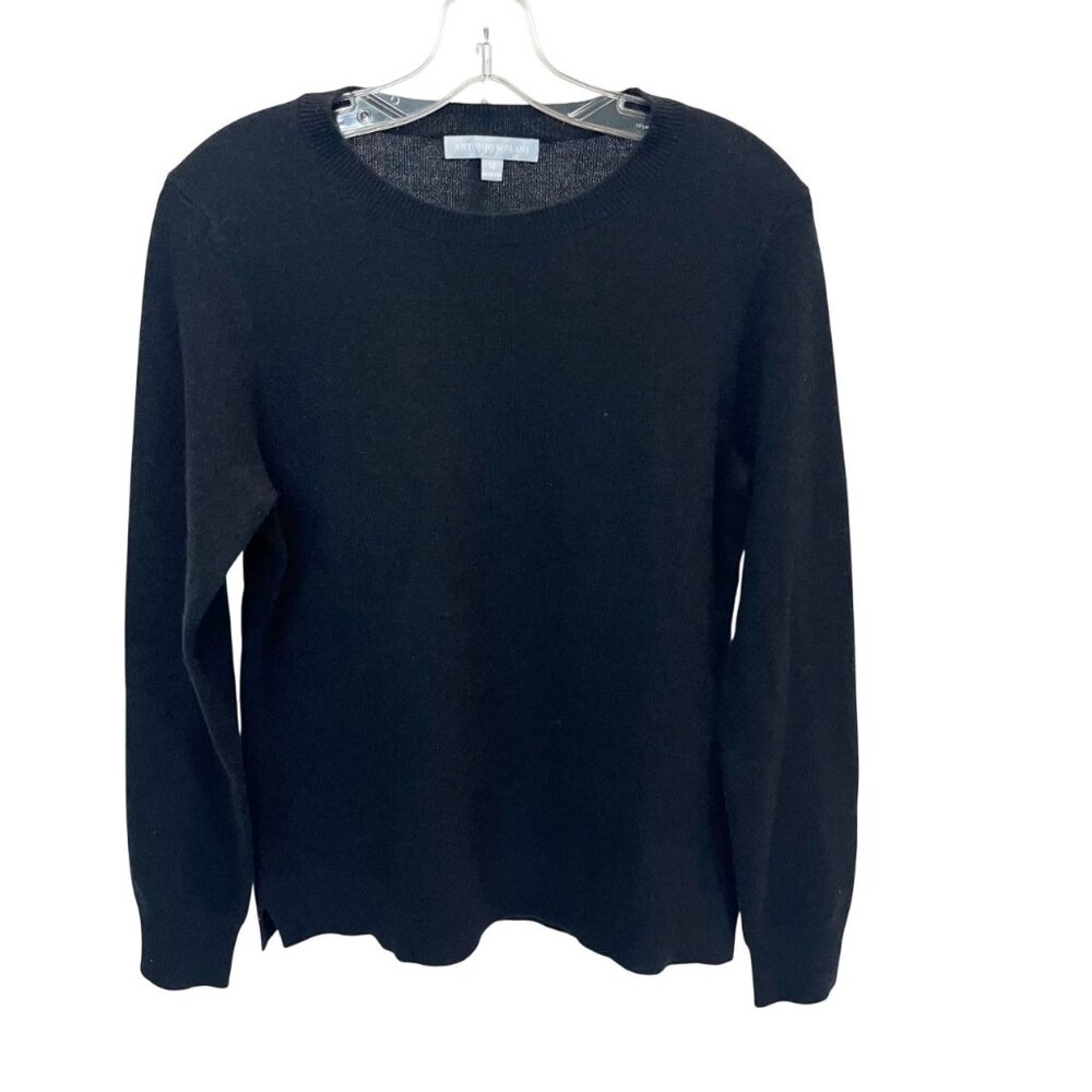 Antonio Melani Black Cashmere Crewneck Pullover Sweater Luxury -‎ Size Medium